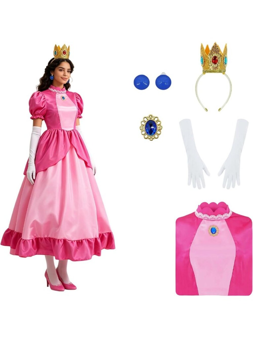Pink Princess Dress Costume for Women - Cosplay Halloween Party Outfit